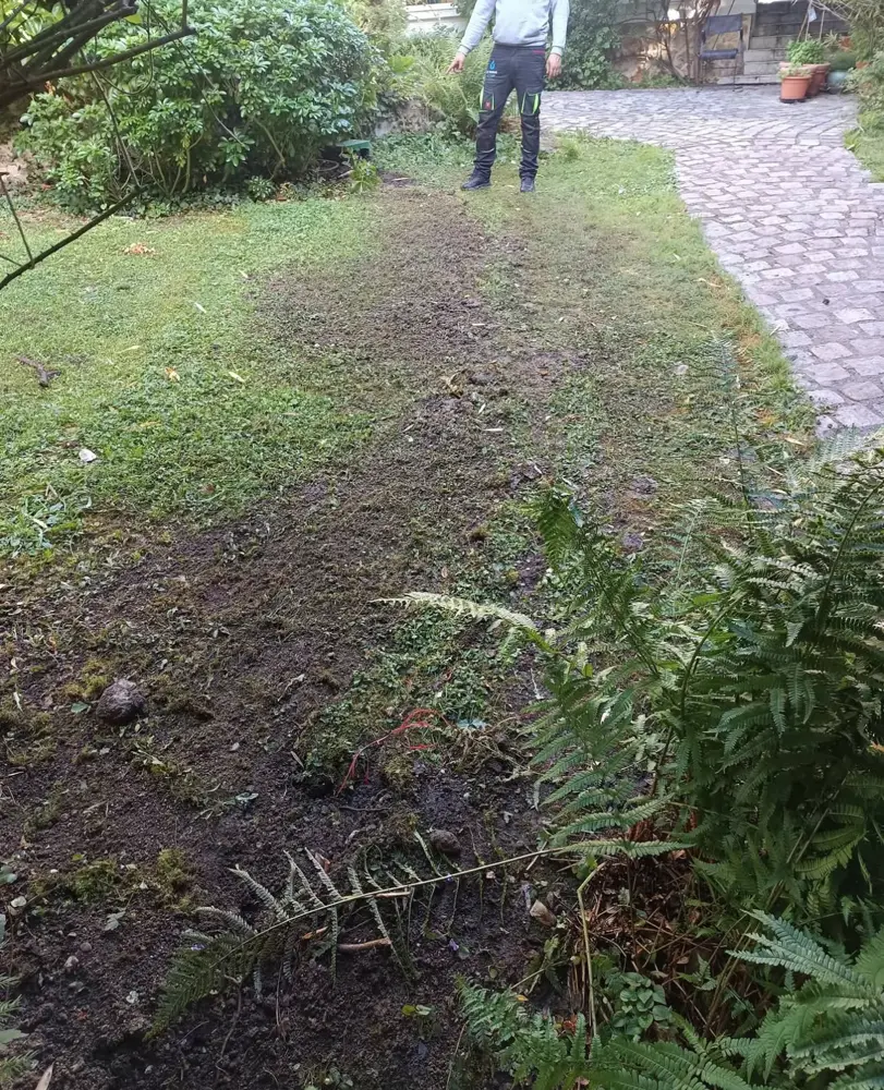 Tranchée rebouchée proprement après passage du câble